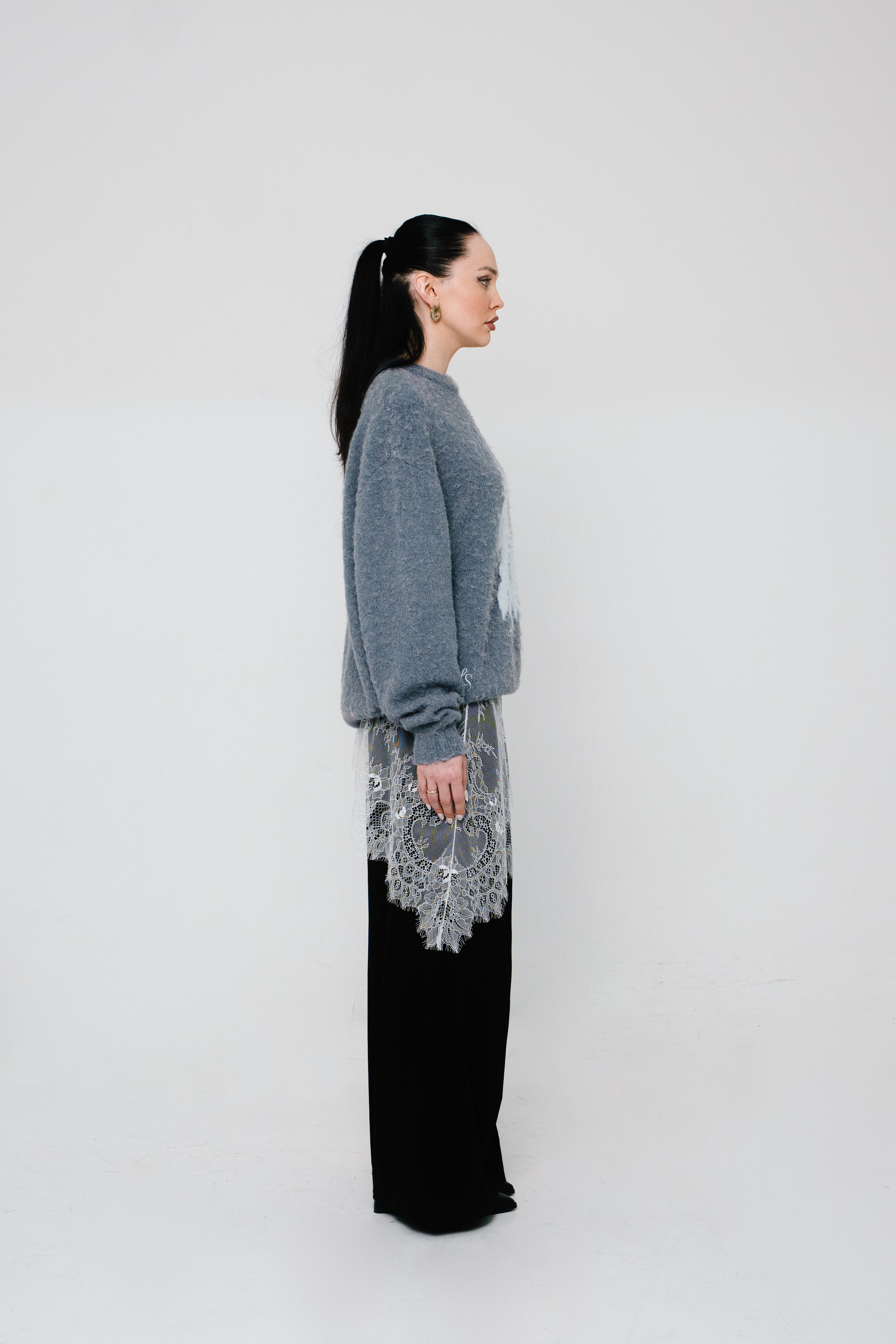 Mohair Pullover Ice Blue Boxy Fit