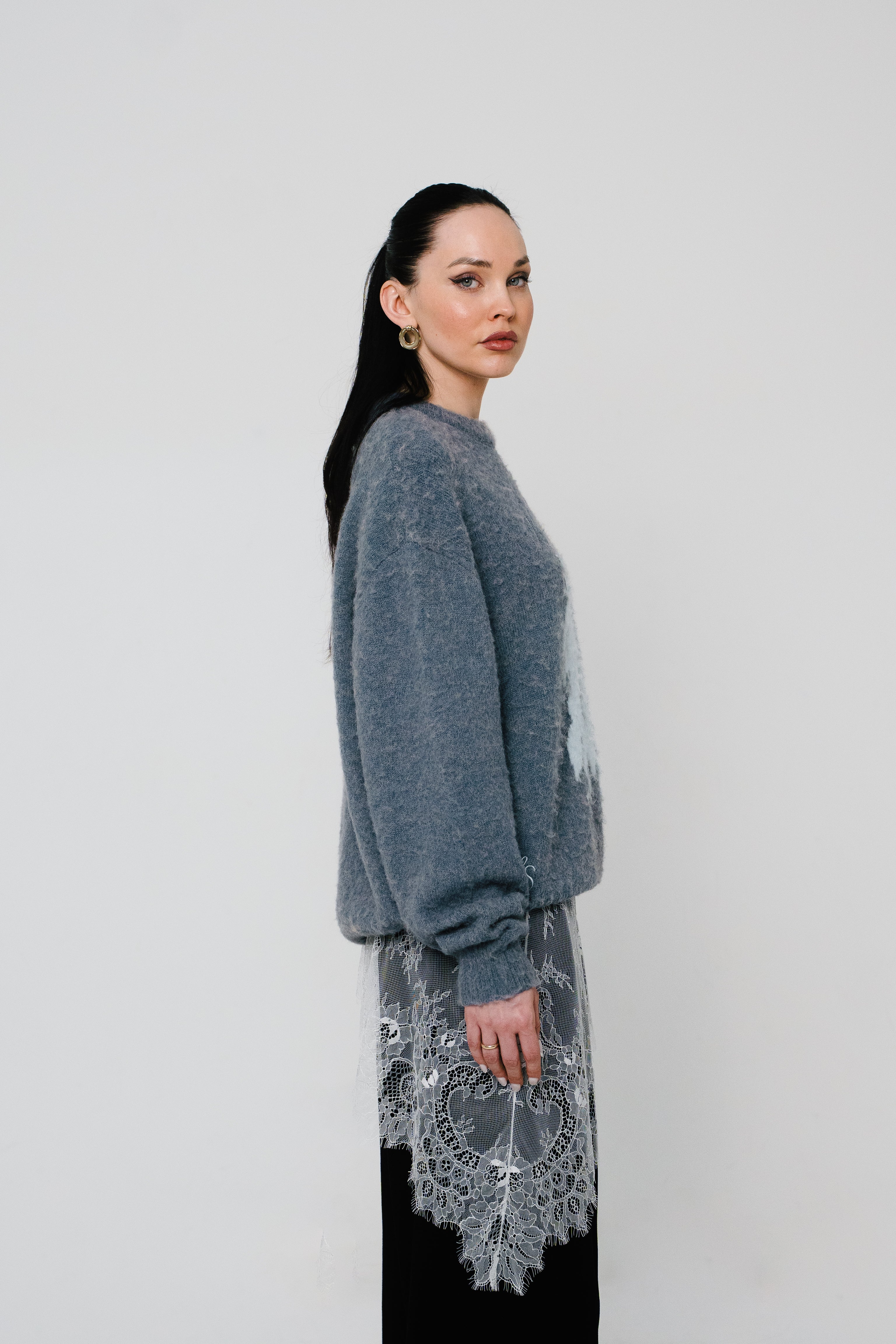 Mohair Stoffstruktur Detail Ice Blue