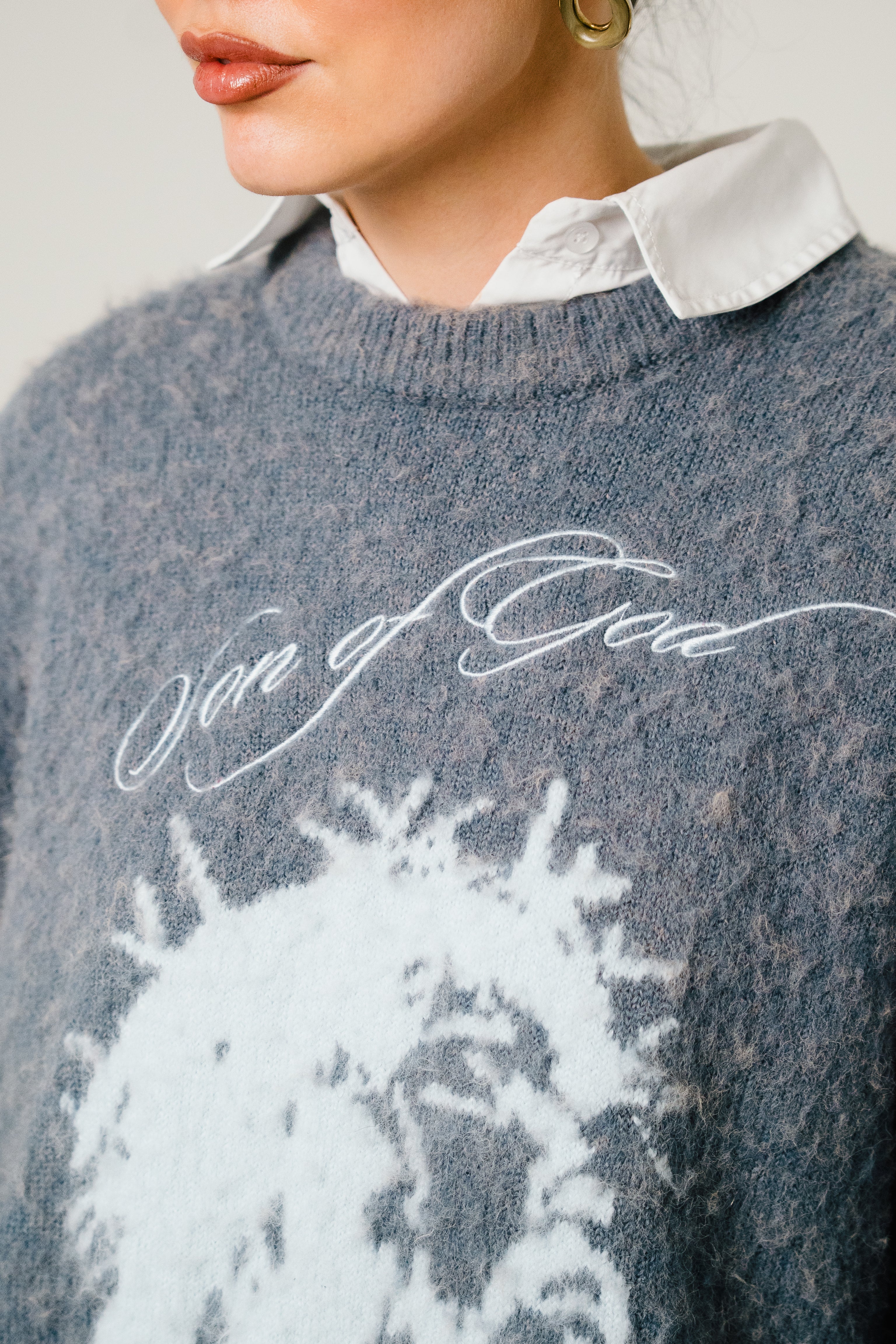 Mohair Pullover Ice Blue Detail
