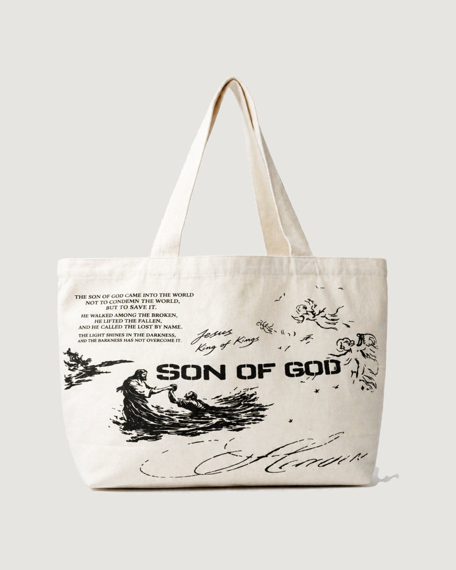 SON OF GOD Tote Bag von SCHUHEIDA, Produktansicht