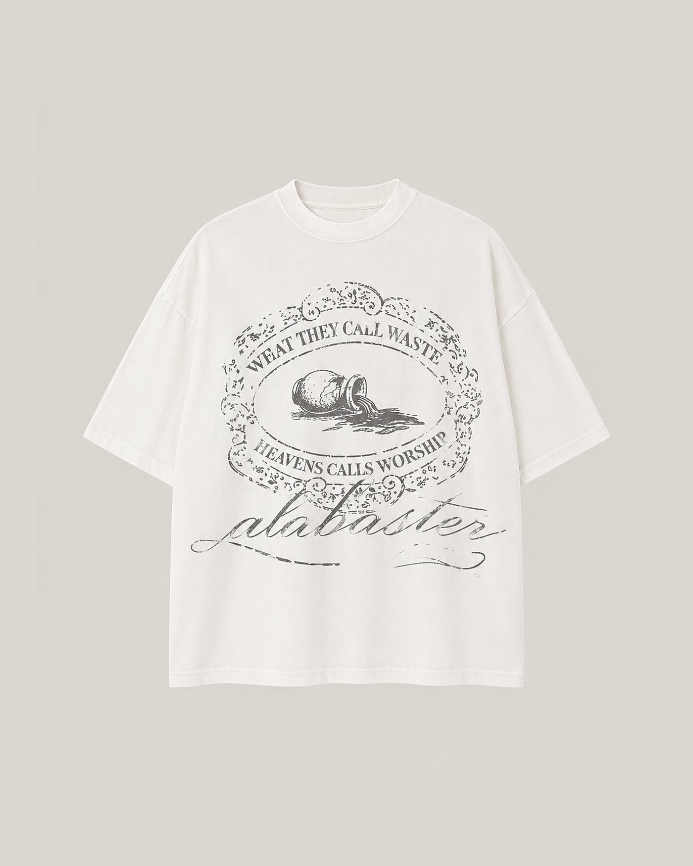 Alabaster Shirt in Naturweiss mit Vintage-Emblem und Schriftzug alabaster, Produktansicht