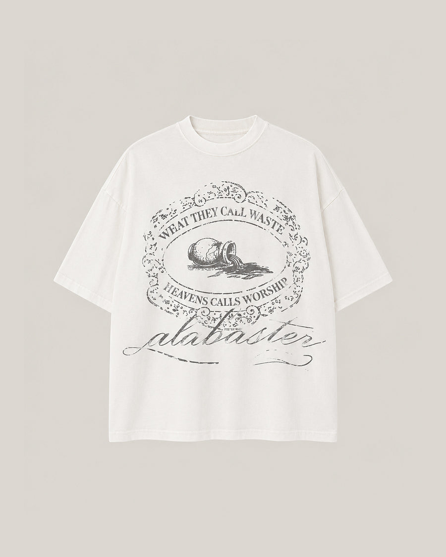Alabaster Shirt in Naturweiss mit Vintage-Emblem und Schriftzug alabaster, Produktansicht